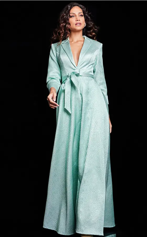 Green V Neckline Evening Dress 23179
